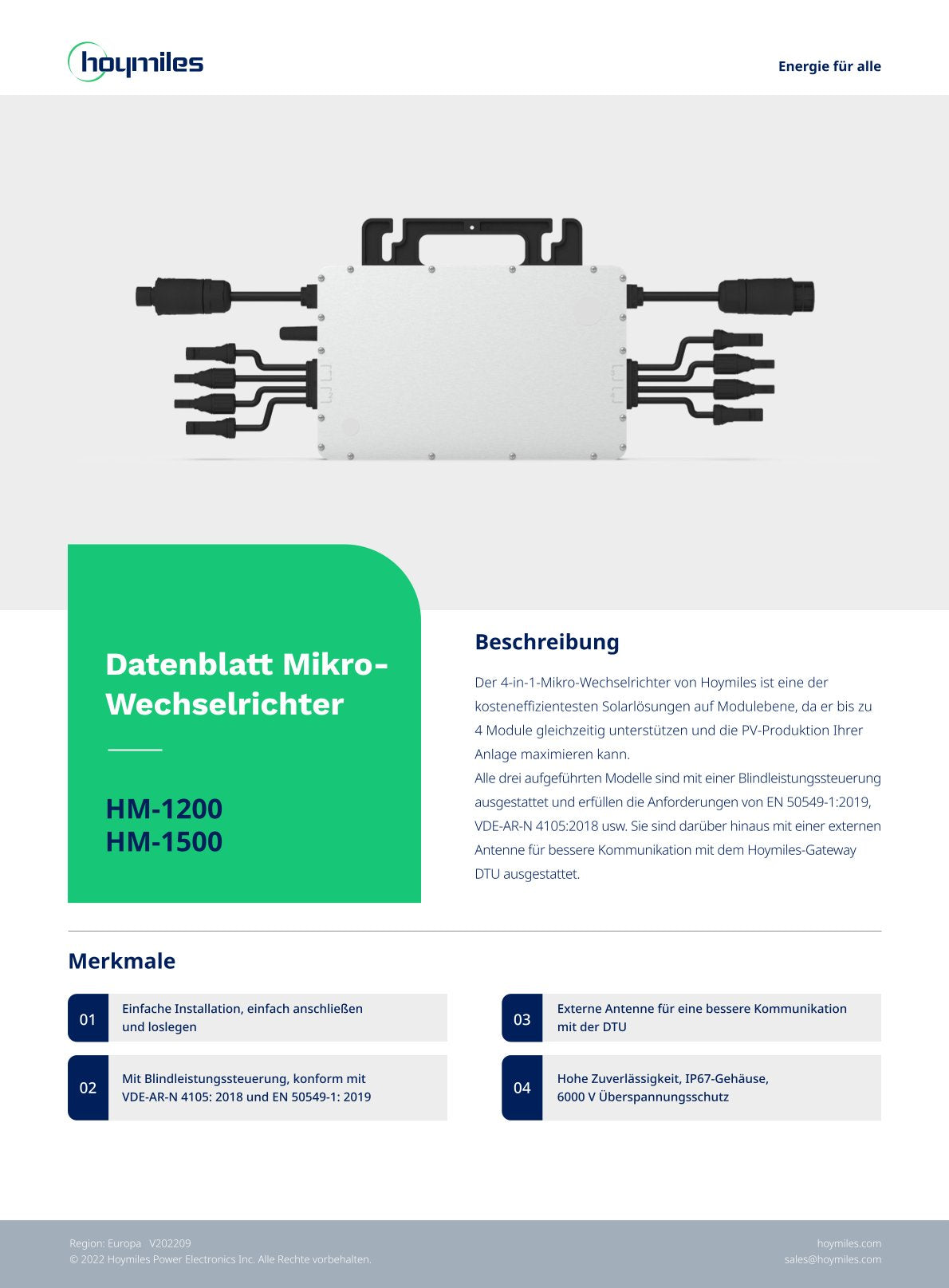 1620Wp / 1500W Balkonkraftwerk-Set drosselbar auf 800W Solaranlage Hoymiles HM-1500