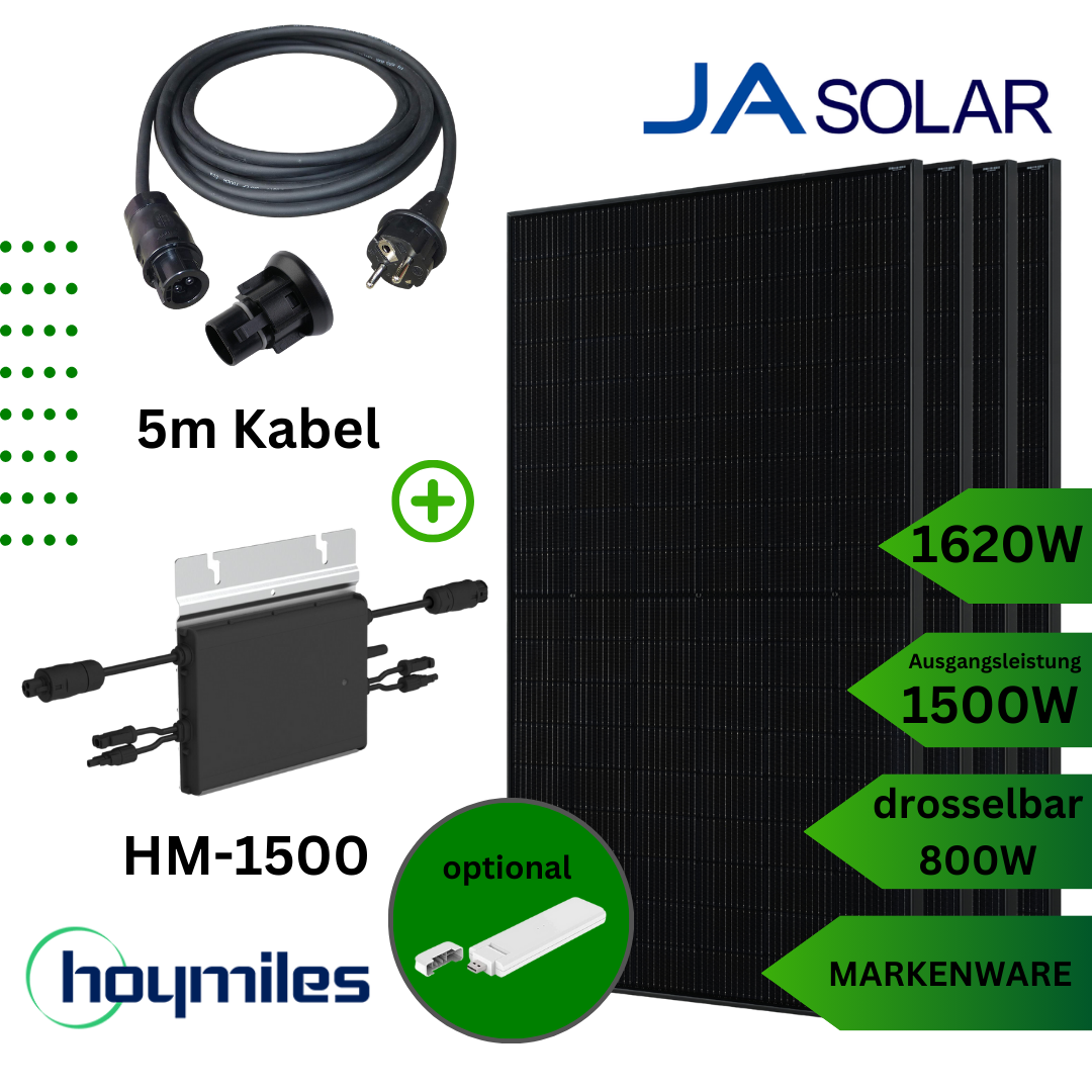 1620Wp / 1500W Balkonkraftwerk-Set drosselbar auf 800W Solaranlage Hoymiles HM-1500